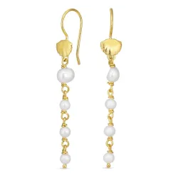 parel ketting oorbellen in verguld zilver