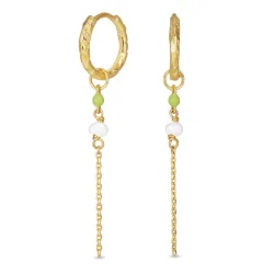 13,5 mm lange groene creool in verguld zilver