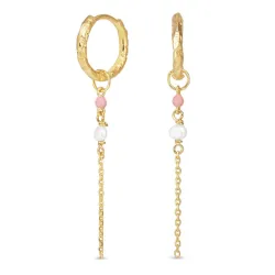 13,5 mm lange pink creool in verguld sterlingzilver