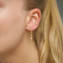 13,5 mm lange pink creool in verguld sterlingzilver