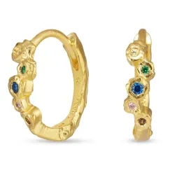 14,5 mm multikleurige zirkoon creool in verguld zilver - Bubbly Twist