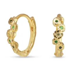 12 mm groene zirkoon creool in verguld zilver - Bubbly Twist