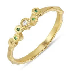 groen zirkoon ring in verguld sterlingzilver - Bubbly Twist