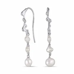 parel ketting oorbellen in zilver - Lumé Etched