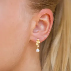 parel oorbellen in verguld sterlingzilver - Lumé Etched