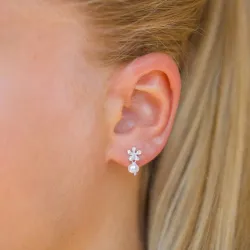 bloem parel oorbellen in zilver - Lumé Etched