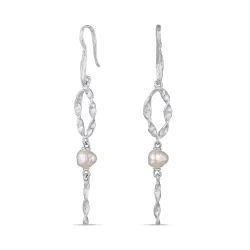 lange parel oorbellen in verguld zilver