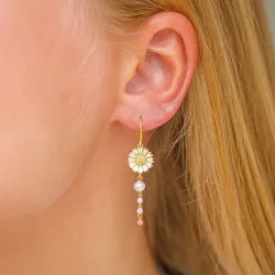 margriet pink oorbellen in verguld zilver