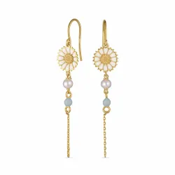 margriet blauwe ketting oorbellen in verguld zilver