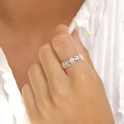 bloem ring in zilver