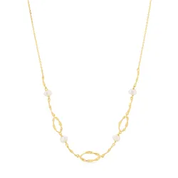 parel ketting in verguld sterlingzilver - Lumé Etched