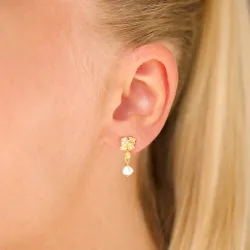 parel oorbellen in verguld zilver - Lumé Etched