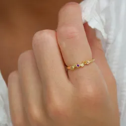 paarse zirkoon ring in verguld sterlingzilver - Bubbly Twist
