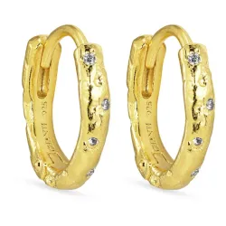 14,5 x 12 mm ovaal zirkoon creool in verguld zilver