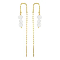 lange parel ketting oorbellen in verguld sterlingzilver