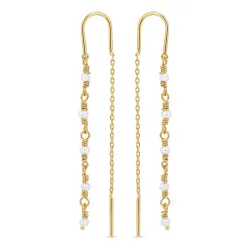 lange parel ketting oorbellen in verguld sterlingzilver