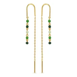 lange groene emaille ketting oorbellen in verguld sterlingzilver