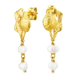 parel oorbellen in verguld messing - Eliné