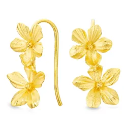 bloem oorbellen in verguld messing - Eliné