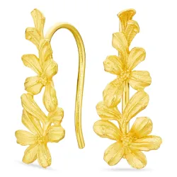 bloem oorbellen in verguld messing - Eliné