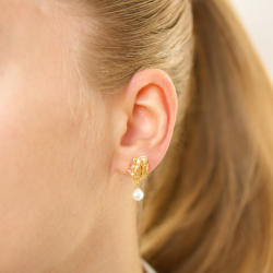 parel oorbellen in verguld messing - Eliné