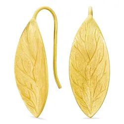 blad oorbellen in verguld messing - Eliné