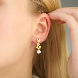 parel oorbellen in verguld messing - Eliné