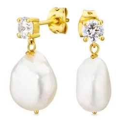 parel oorbellen in verguld messing - Eliné