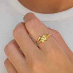 zirkoon ring in verguld messing - Eliné