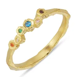 veelkleurig zirkoon ring in verguld messing - Eliné