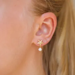 zeester parel oorbellen in verguld messing - Eliné