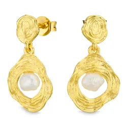 parel oorbellen in verguld messing - Eliné