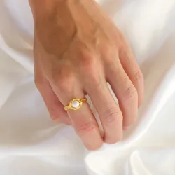 parel ring in verguld messing - Eliné