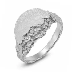 zirkoon ring in verzilverd messing - Lumé Etched