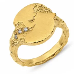 zirkoon ring in verguld messing - Lumé Etched