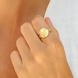 zirkoon ring in verguld messing - Lumé Etched