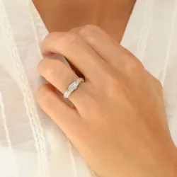 zirkoon ring in verzilverd messing - Lumé Etched