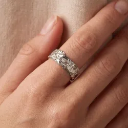 zirkoon ring in verzilverd messing - Lumé Etched