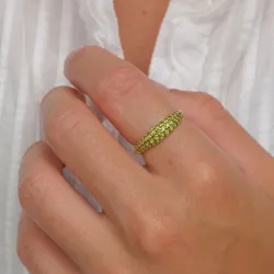 olijfkleurig ring in verguld messing