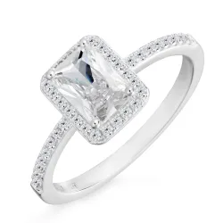 vierkant zirkoon ring in zilver