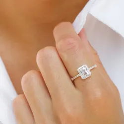 vierkant zirkoon ring in zilver