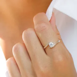 zirkoon solitaire ring in zilver