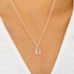 letter d zirkoon hanger in zilver