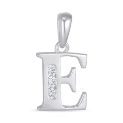 letter e zirkoon hanger in zilver - My Letter