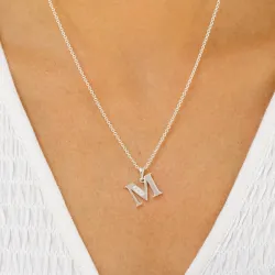 letter m zirkoon hanger in zilver - My Letter