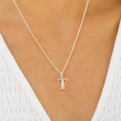 letter t zirkoon hanger in zilver - My Letter