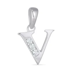 letter v zirkoon hanger in zilver - My Letter