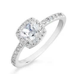 vierkant zirkoon ring in zilver