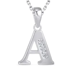 letter a zirkoon ketting in zilver met hanger in zilver - My Letter