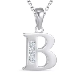 letter b zirkoon ketting in zilver met hanger in zilver - My Letter